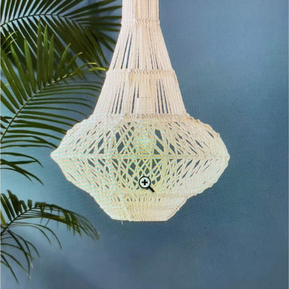 ANTHROPOLOGIE Cream Macrame Hanging Light Fixture